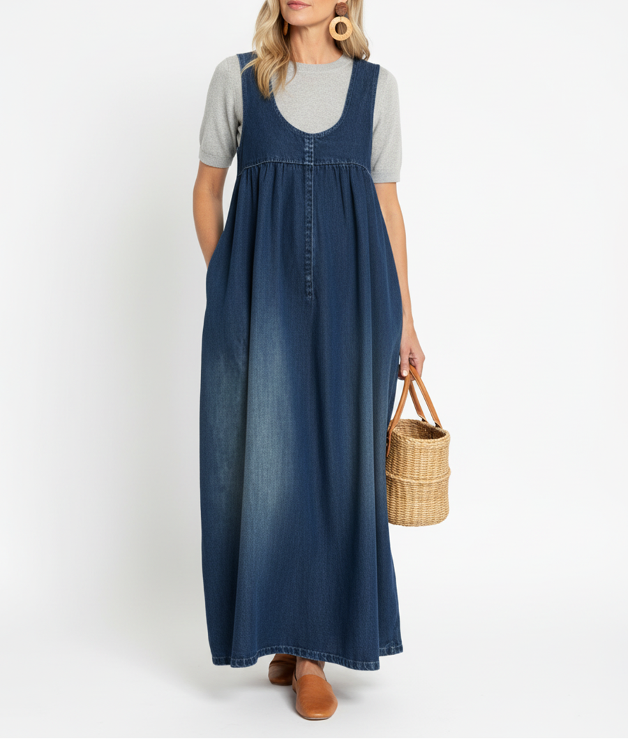 Capucine | Sukienka maxi z denimu w stylu vintage
