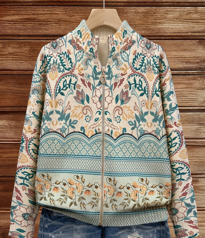 Cardigan zippé botanique vintage Greta