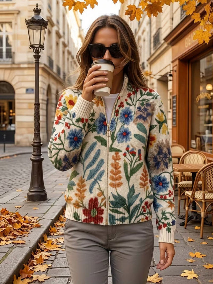 Cardigan zippé floral Jardin Botanique